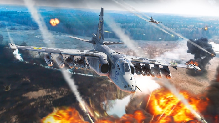 Sukhoi Su-25 warplane in combat