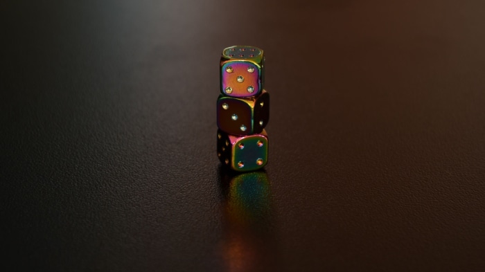 Stack of iridescent dice