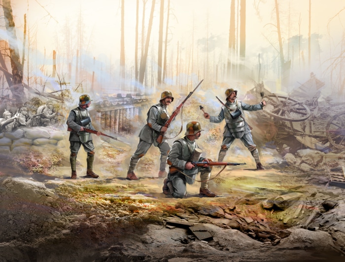 German soldiers in a trench during WWI