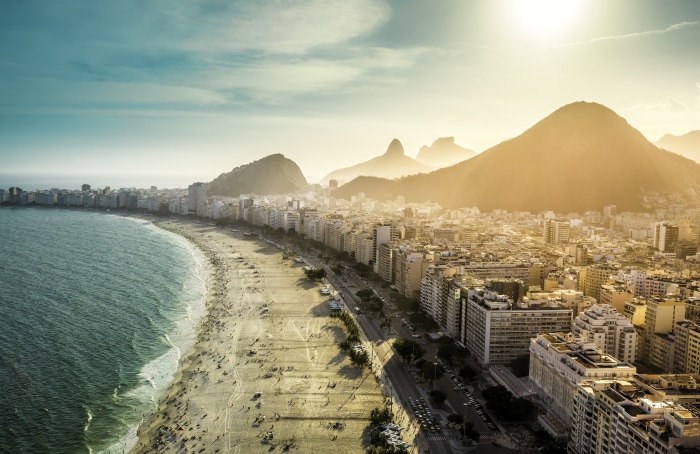 Copacabana Beach and Cityscape, Rio de Janeiro, Brazil