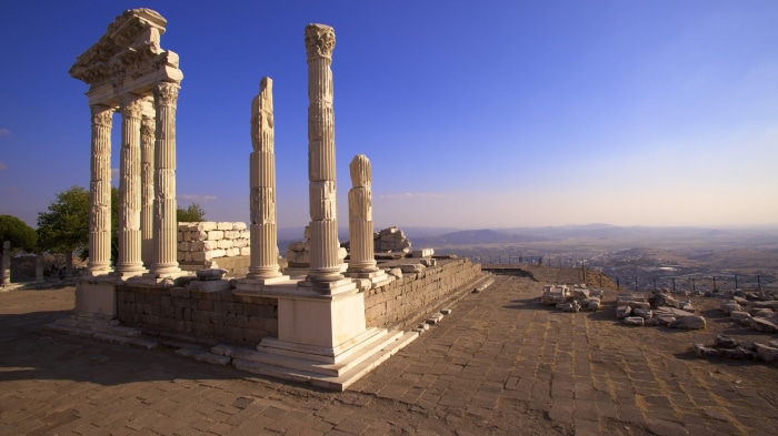 Ancient Roman Temple Ruins on a Hilltop