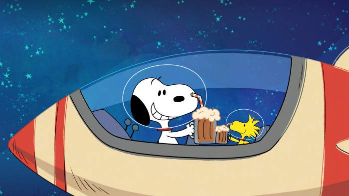 Snoopy and Woodstock in a Rocket