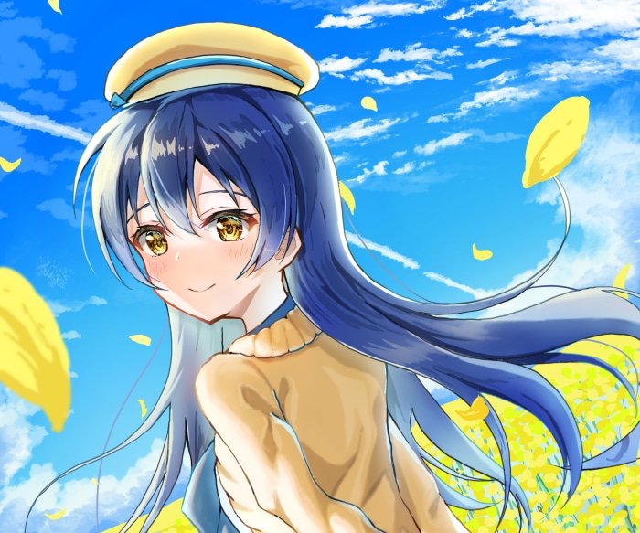 Umi Sonoda from Love Live! in a field of flowers