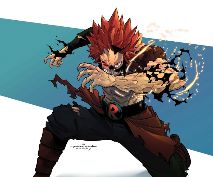 Eijiro Kirishima from My Hero Academia in a fierce pose