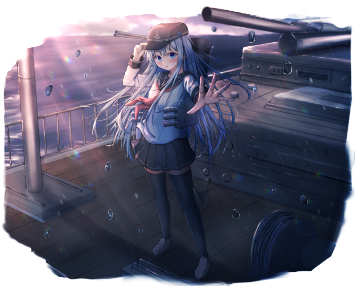 Hibiki from Kantai Collection on a ship deck
