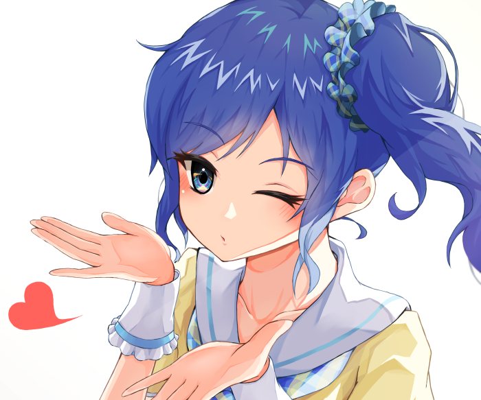 Aoi Kiriya from Aikatsu! winks and blows a kiss