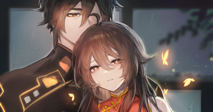 Hu Tao and Zhongli from Genshin Impact