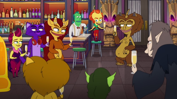 Big Mouth characters at a bar