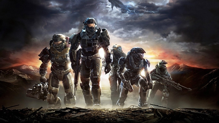 Halo Spartans in a stormy landscape