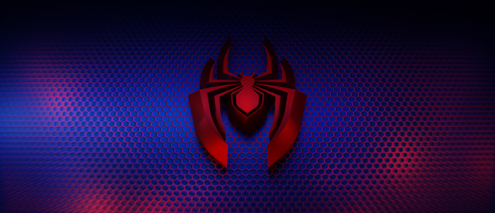 Spider-Man logo on a hexagonal background