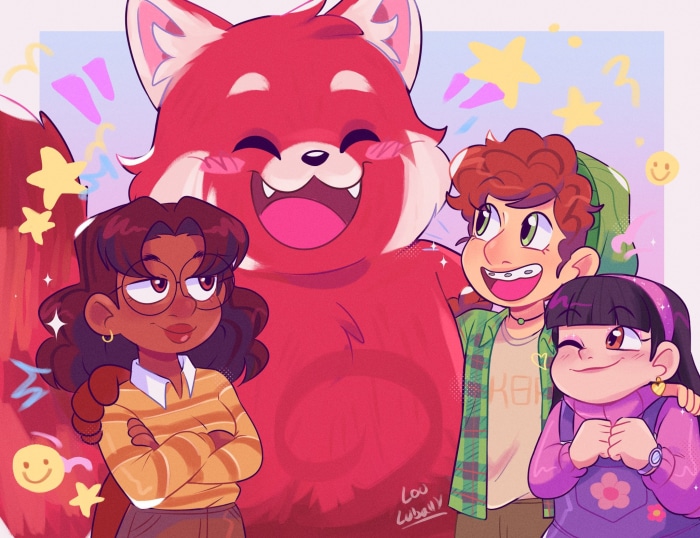 Mei Lee, Miriam Wexler, Abby Park, and Red Panda from Turning Red