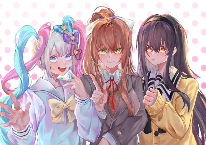 Monika from Doki Doki Literature Club! with OMGkawaiiAngel-chan and Sone Miyuki