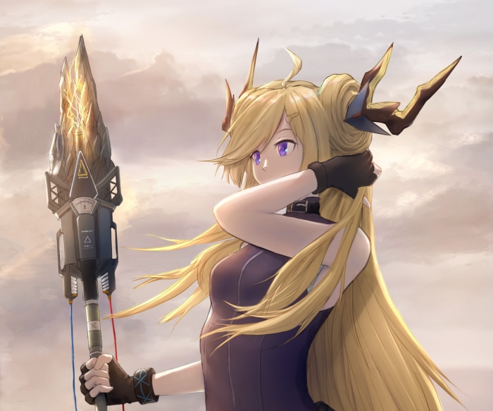 Leizi from Arknights holding a staff