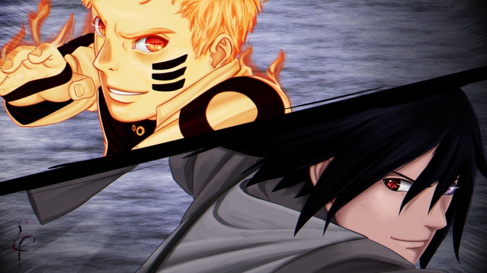 Naruto Uzumaki and Sasuke Uchiha from Boruto