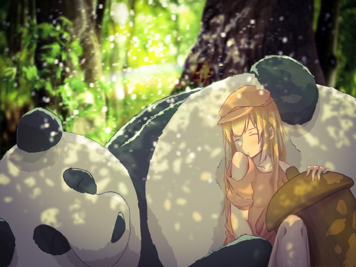 Girl Sleeping with Panda