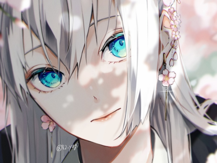 Girl with white hair and blue eyes