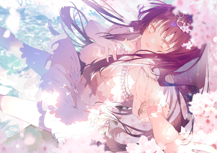 Girl with flowers in water 4K