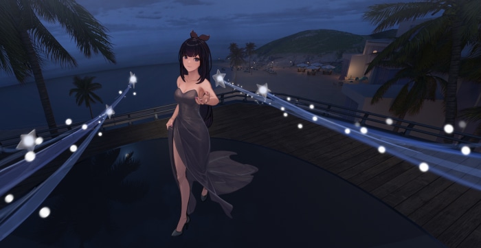 Girl in a dress at night