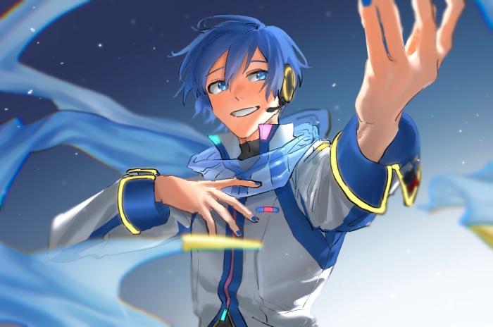Kaito from Vocaloid with blue scarf