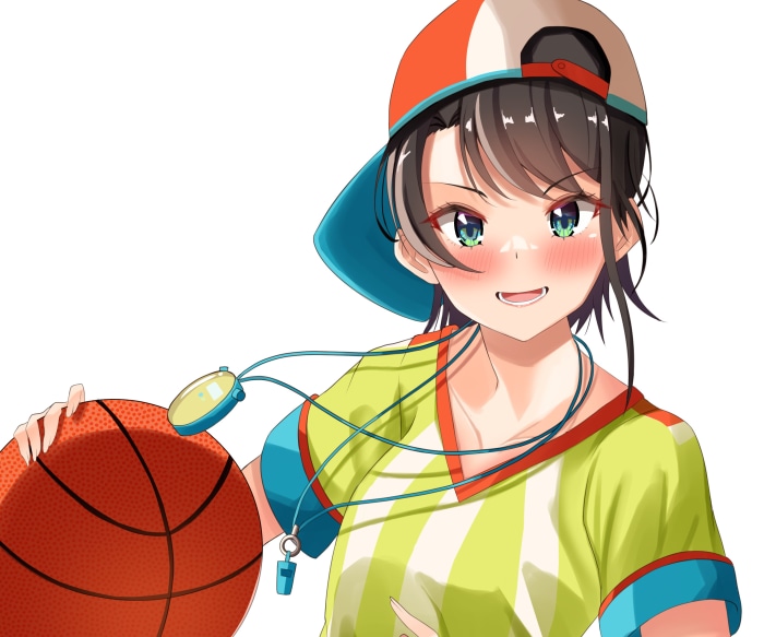 Oozora Subaru from Hololive holding a basketball