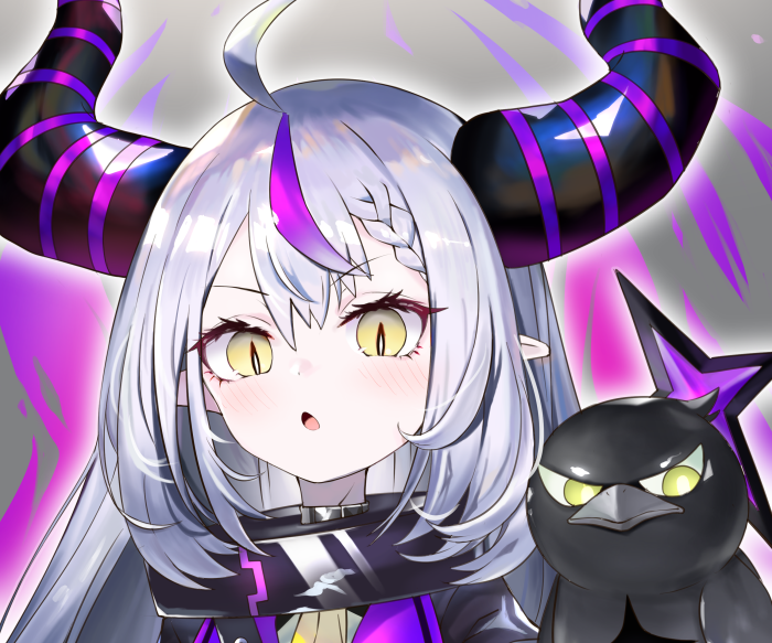 La+ Darknesss from Hololive with a black bird