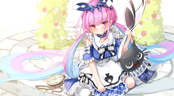 Minato Aqua from Hololive in Alice in Wonderland outfit