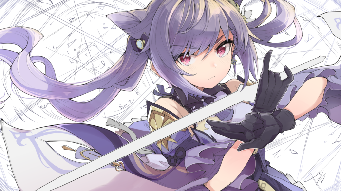 Keqing from Genshin Impact with sword