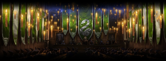 Slytherin Great Hall with Floating Candles