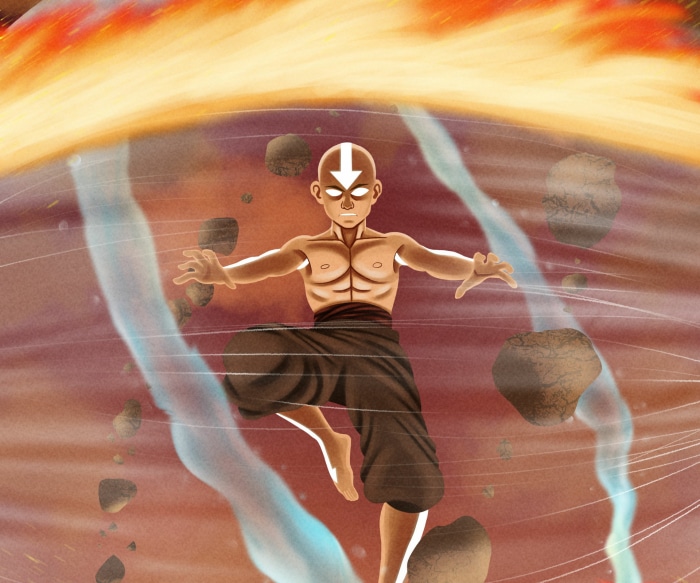 Aang from Avatar: The Last Airbender using earthbending