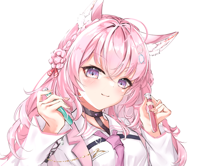 Hakui Koyori from Hololive holding test tubes