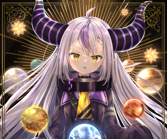 La+ Darknesss from Hololive holding Earth
