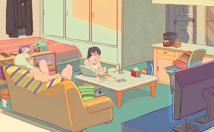 Satoru Gojo and Utahime Iori in a room