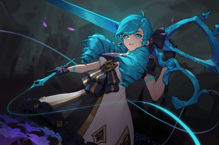 Gwen from League of Legends with giant scissors