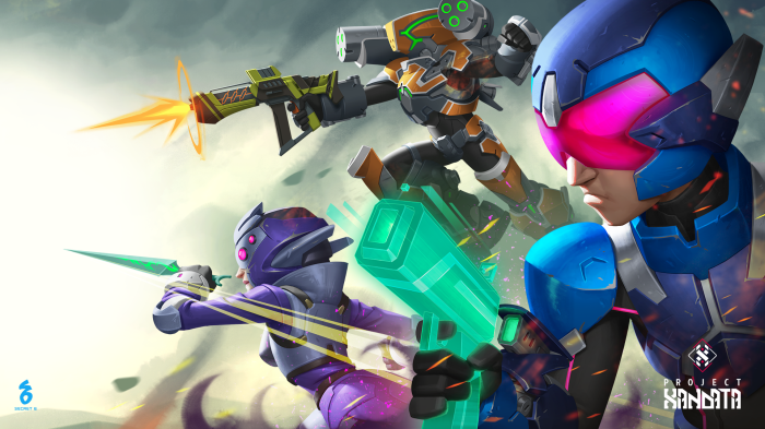 Project Xandata characters with futuristic weapons