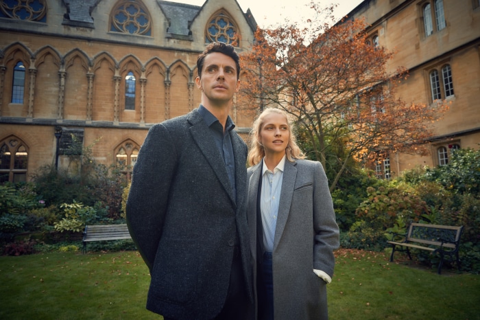 Matthew Goode and Teresa Palmer in a garden
