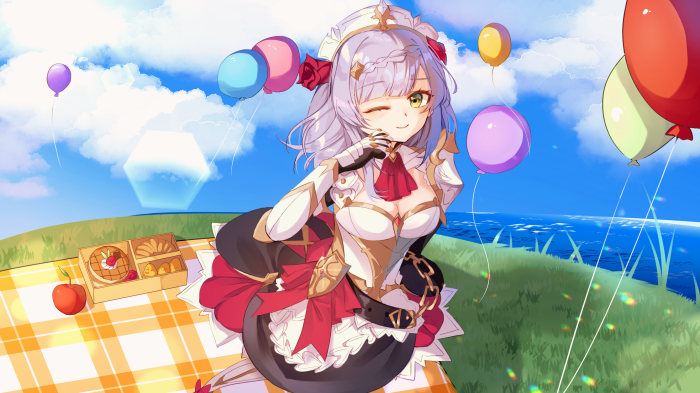 Noelle from Genshin Impact having a picnic