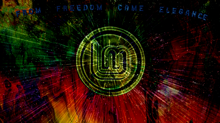 Linux Mint logo with abstract background