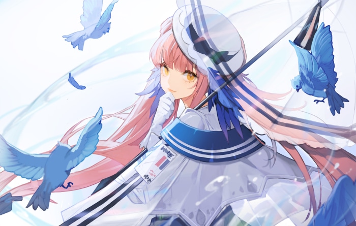 Ceylon from Arknights with blue birds