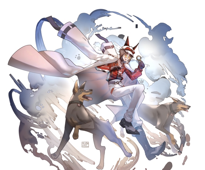 Mysta Rias from Nijisanji with Dobermans