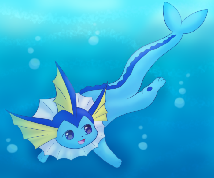 Vaporeon swimming underwater