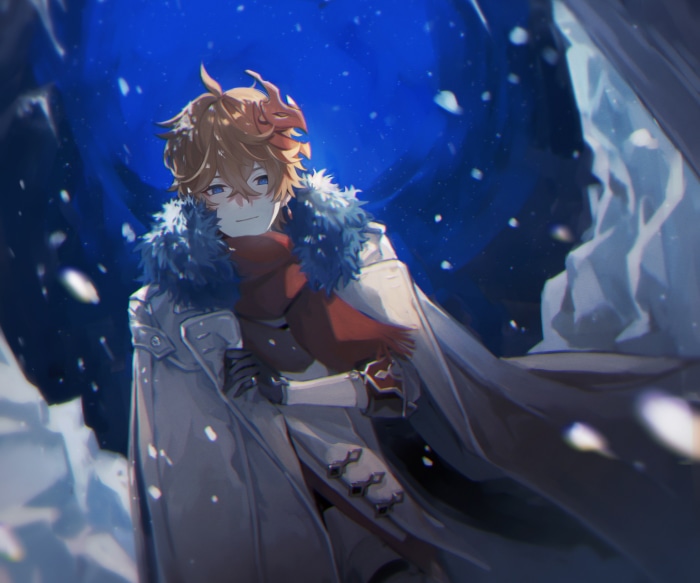 Tartaglia Childe from Genshin Impact in snow