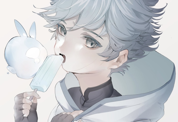 Chongyun from Genshin Impact eating popsicle