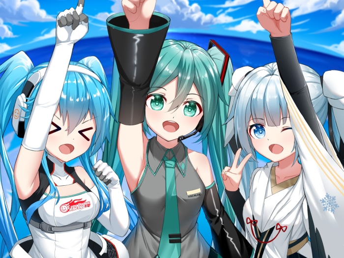 Hatsune Miku and friends celebrating