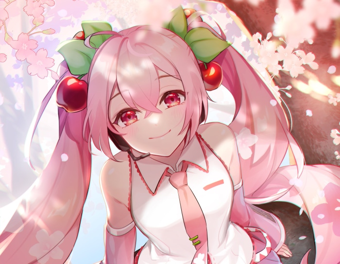 Sakura Miku in Cherry Blossom Setting