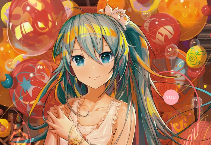 Hatsune Miku with Colorful Orbs