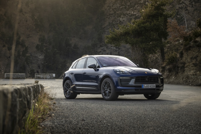 Porsche Macan Turbo SUV on a mountain road