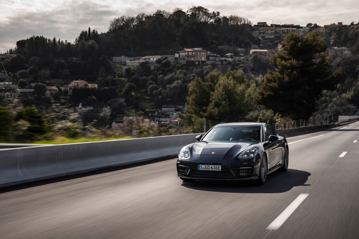 Porsche Panamera 4 E-Hybrid on a road