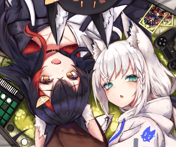 Ookami Mio and Shirakami Fubuki from Hololive