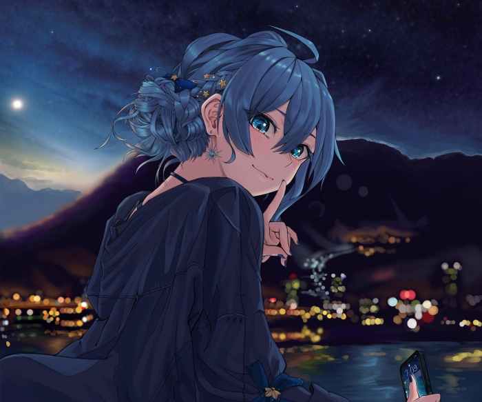 Hoshimachi Suisei from Hololive at night