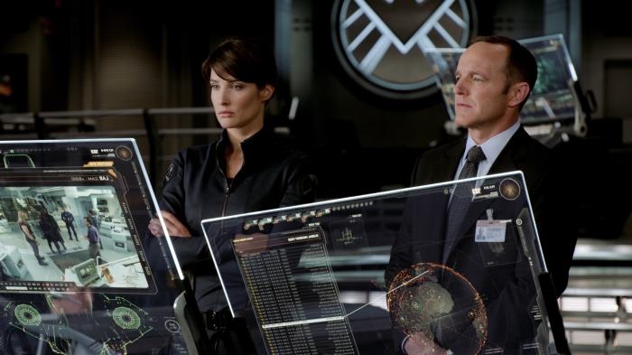Maria Hill and Phil Coulson from S.H.I.E.L.D.